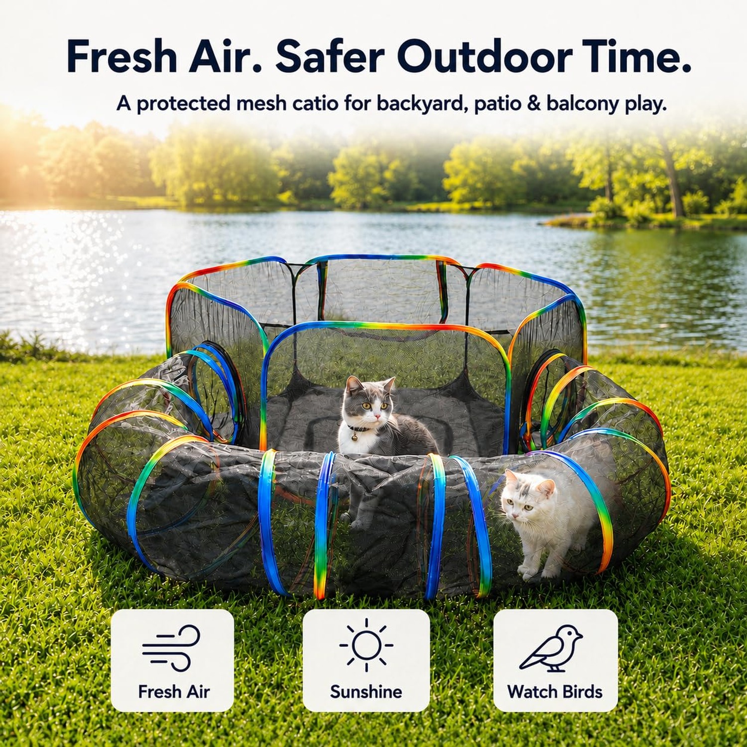 LUCKITTY Hexa Cat Tent and Tunnel Outdoor Enclosure: image 2