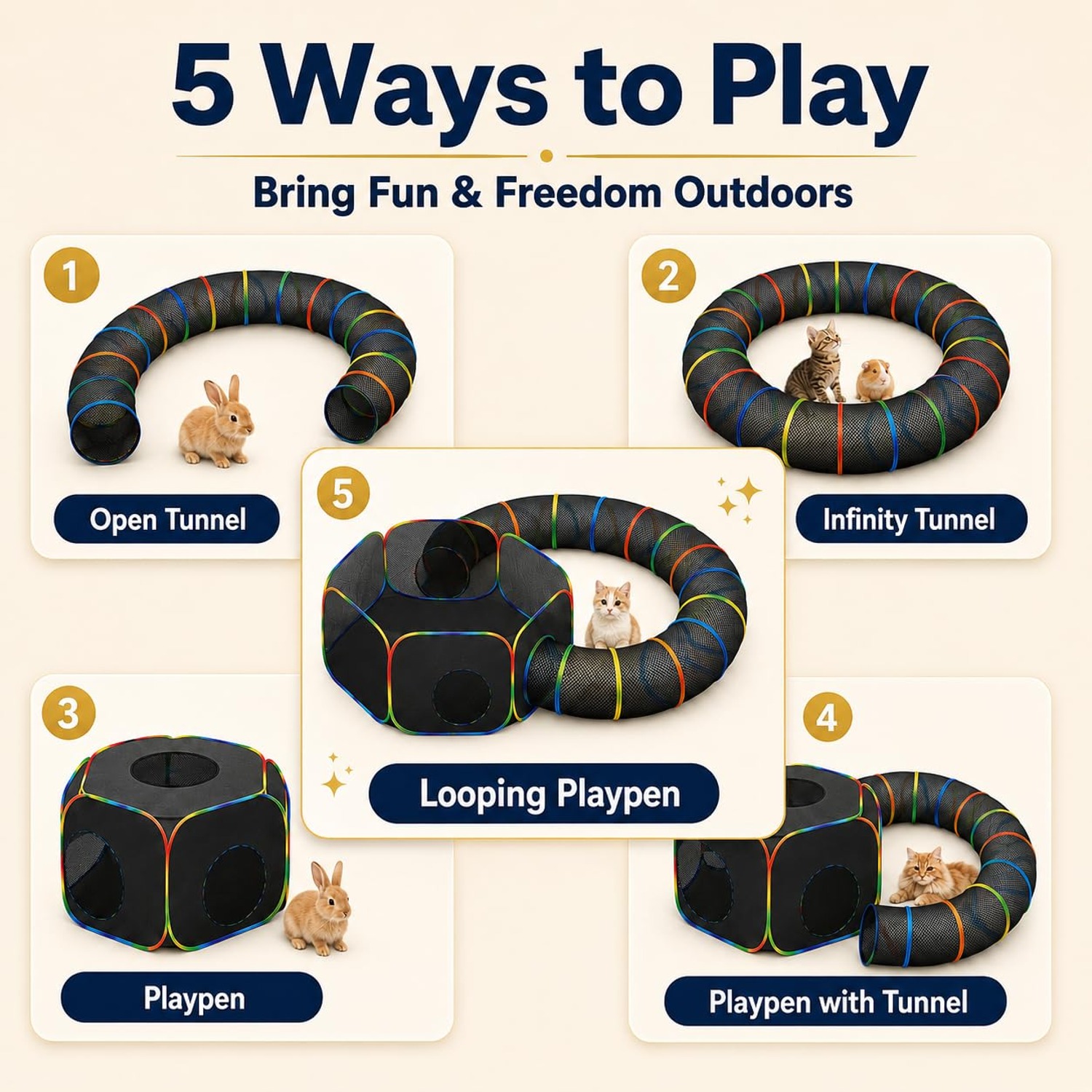 LUCKITTY Hexa Cat Tent and Tunnel Outdoor Enclosure: image 3
