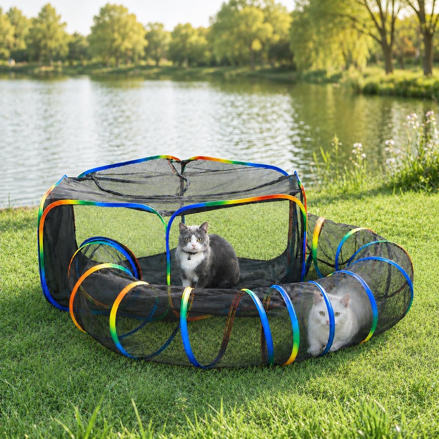 LUCKITTY Hexa Cat Tent and Tunnel Outdoor Enclosure