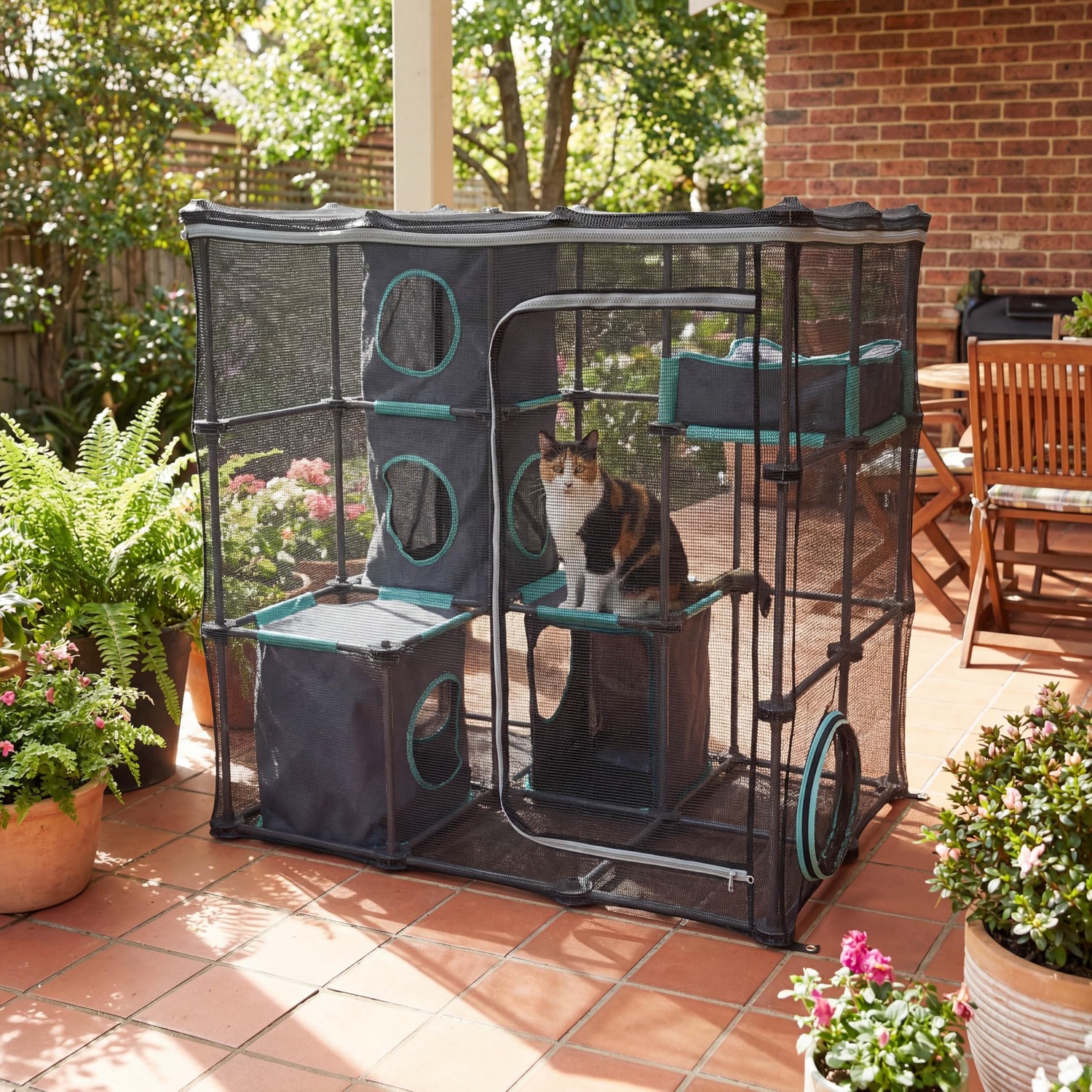 Outdoor Mega Catio Kit with Tunnel Port and Cubby Coves: image 2