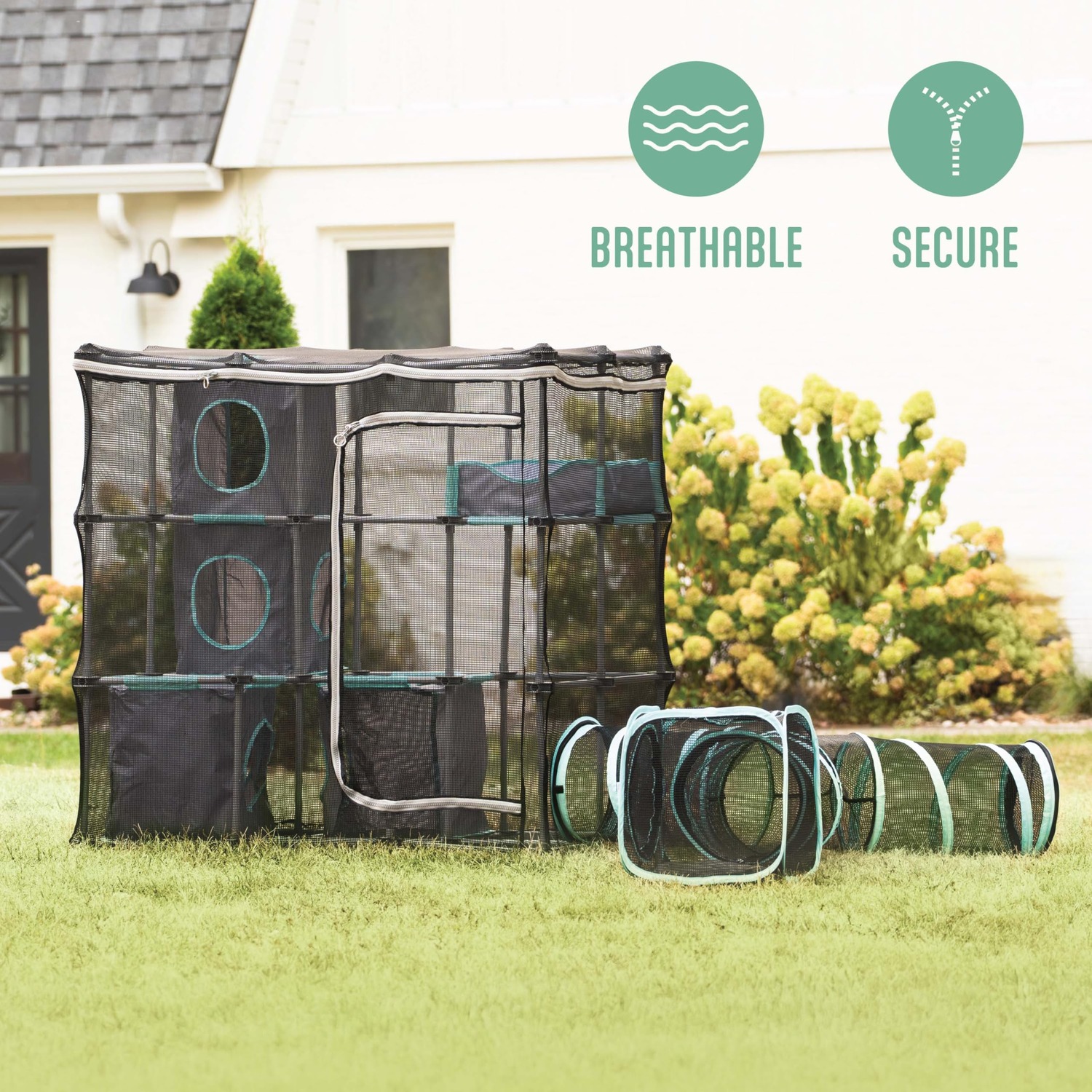 Outdoor Mega Catio Kit with Tunnel Port and Cubby Coves: image 6