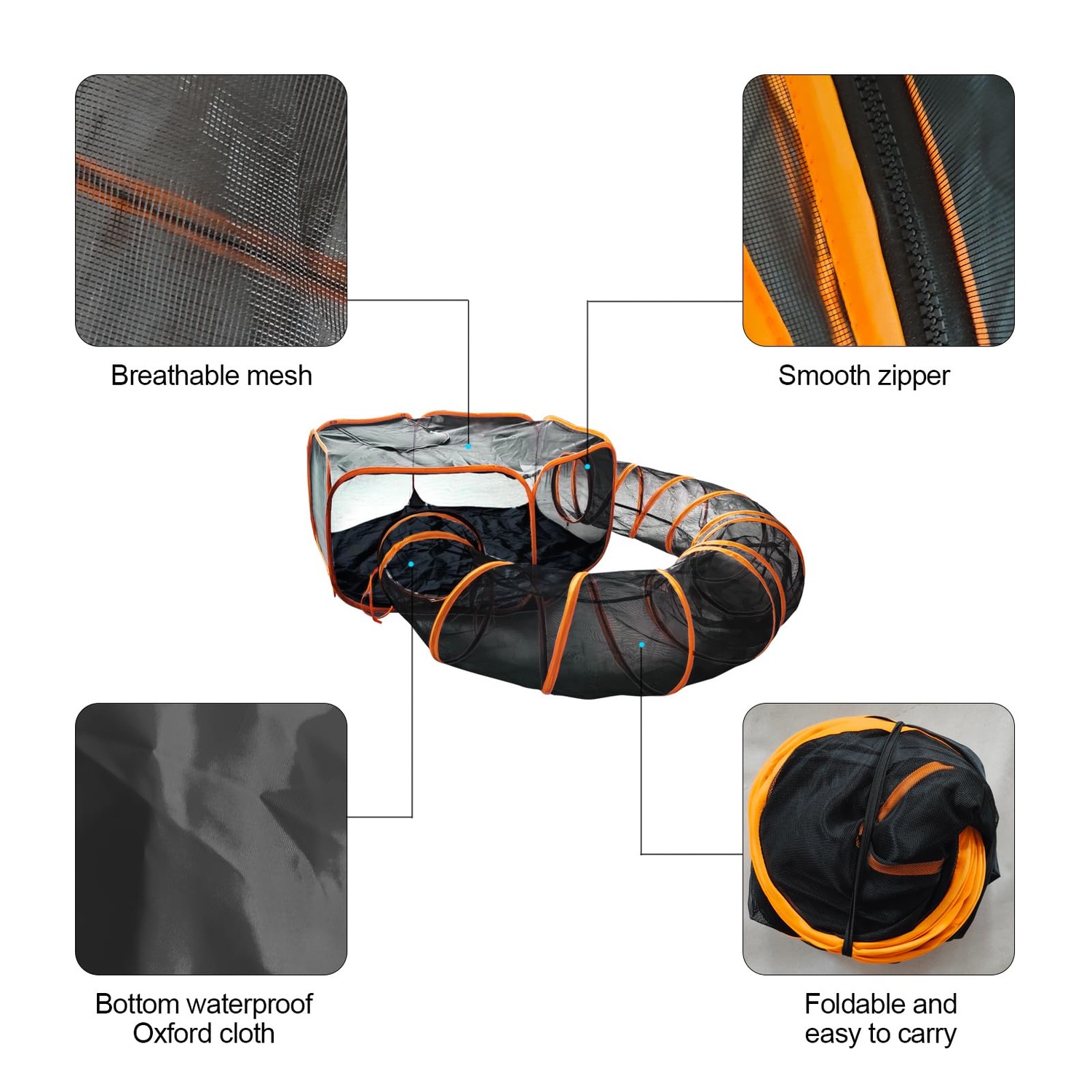 Foldable Cat Enclosure with Connecting Play Tunnel: image 5