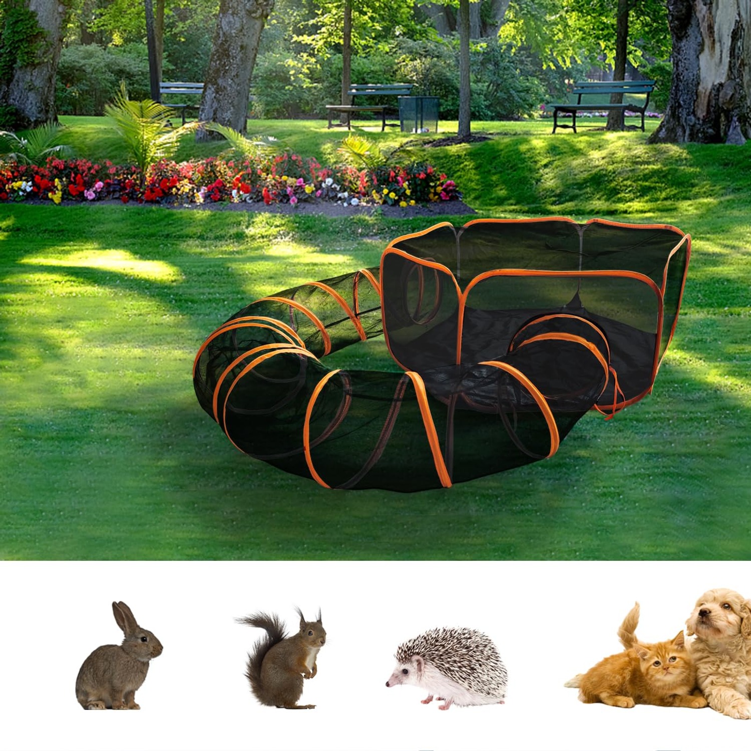 Foldable Cat Enclosure with Connecting Play Tunnel: image 6