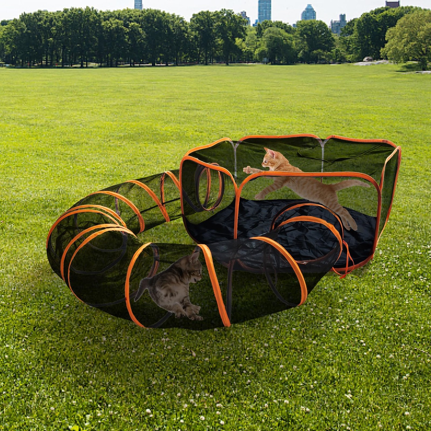Foldable Cat Enclosure with Connecting Play Tunnel: image 7