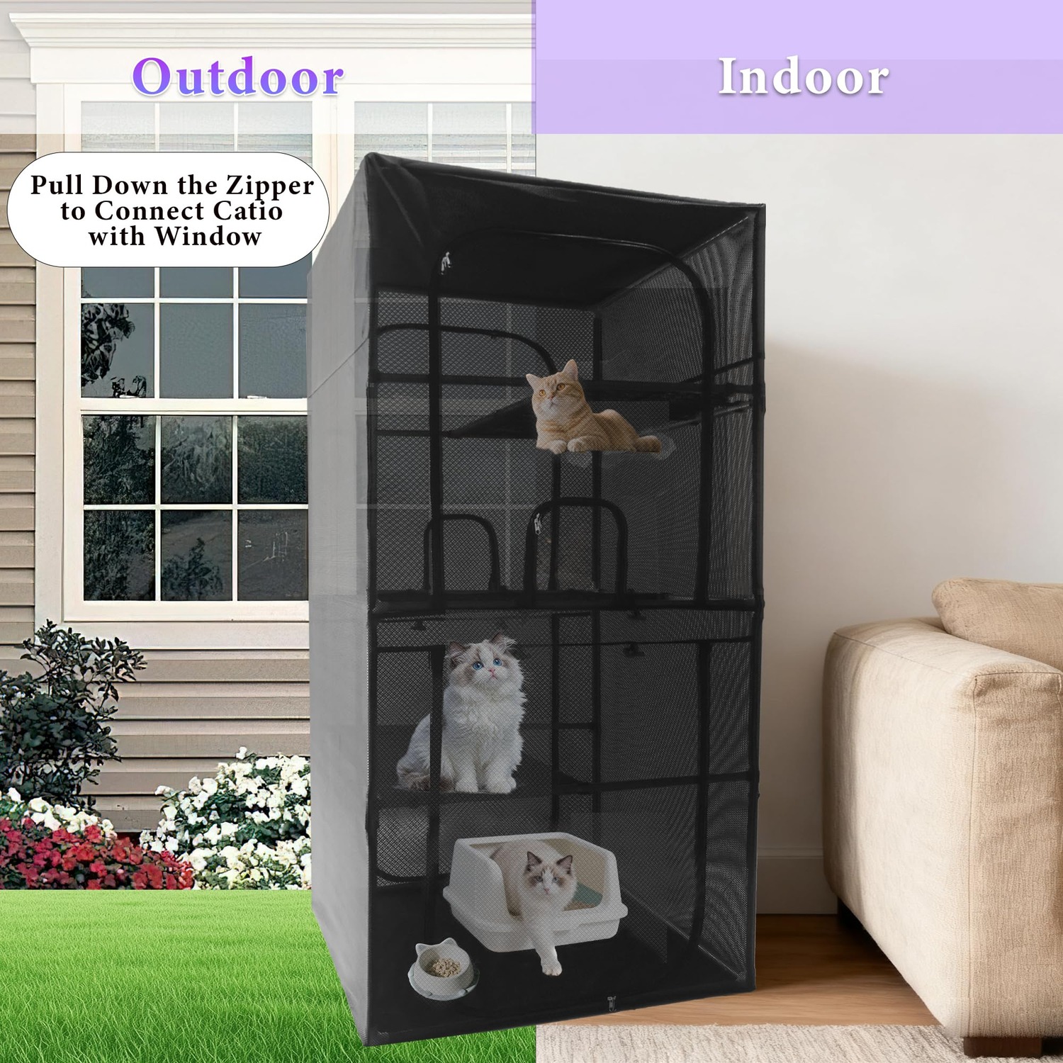 Four-Tier Window Catio Cat Enclosure